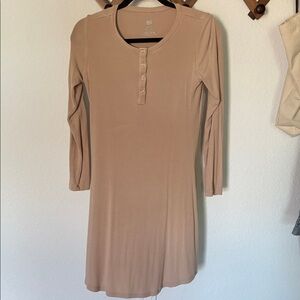 Kindred Bravely Ribbed Bamboo Maternity and Nursing Dress Small Tan